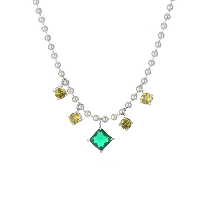 Elegant Lady Geometric Stainless Steel White Gold Plated Gold Plated Zircon Necklace In Bulk