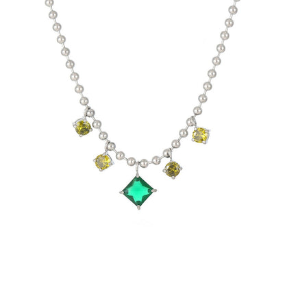 Elegant Lady Geometric Stainless Steel White Gold Plated Gold Plated Zircon Necklace In Bulk