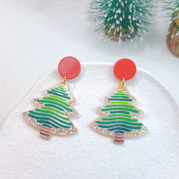 1 Pair Streetwear Christmas Tree Stoving Varnish Arylic Drop Earrings