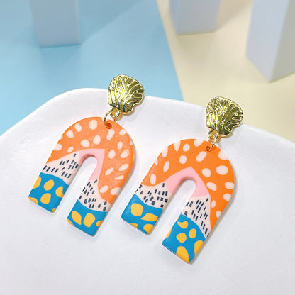 1 Pair Cute Streetwear U Shape Geometric Soft Clay Drop Earrings