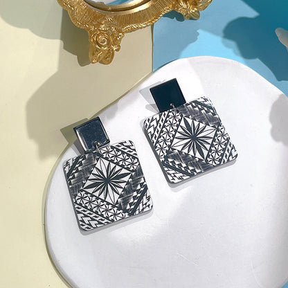 1 Pair Streetwear Geometric Printing Arylic Drop Earrings