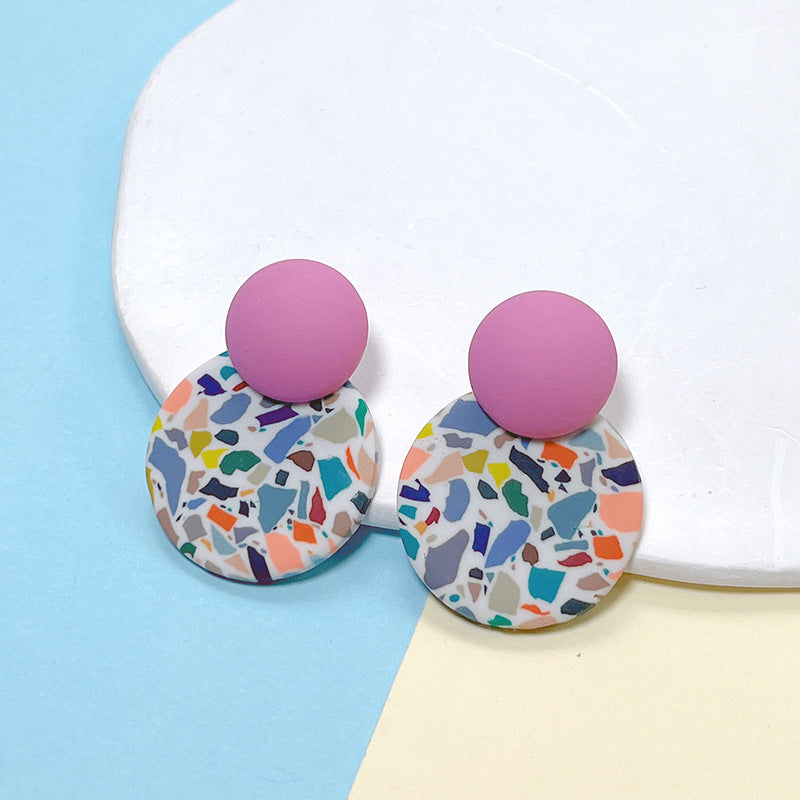 1 Pair Retro Lady Roman Style Geometric Soft Clay Ear Studs