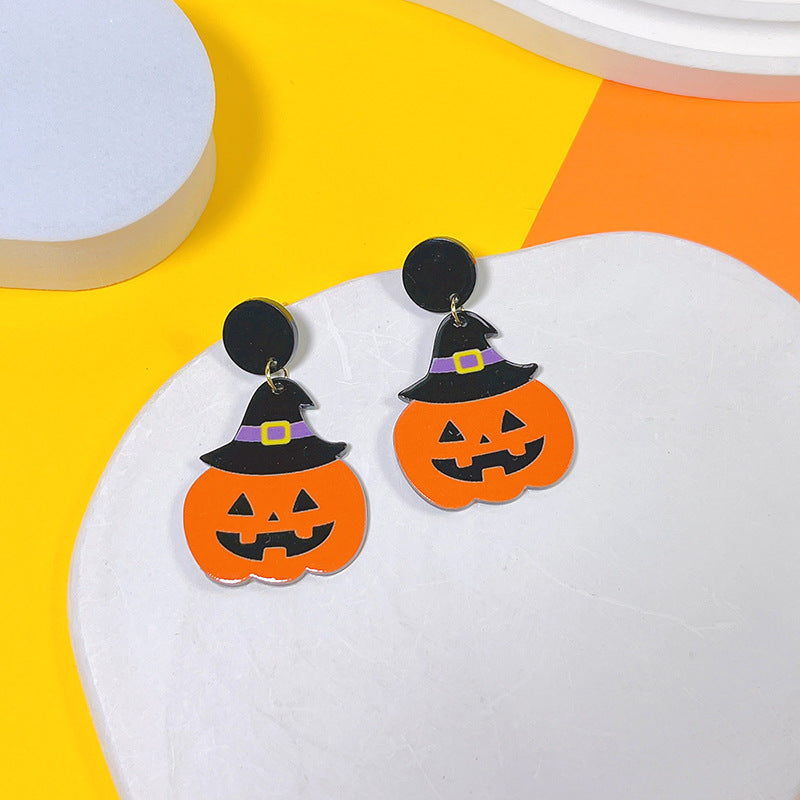 1 Pair Hip-hop Streetwear Halloween Pattern Arylic Drop Earrings