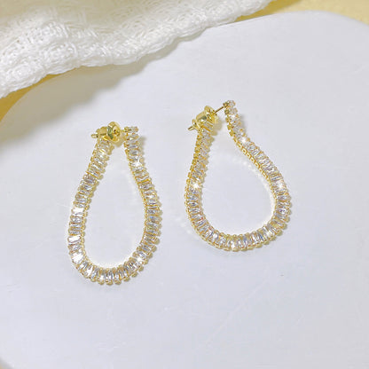 1 Pair Ig Style Korean Style Geometric Inlay Copper Zircon Earrings