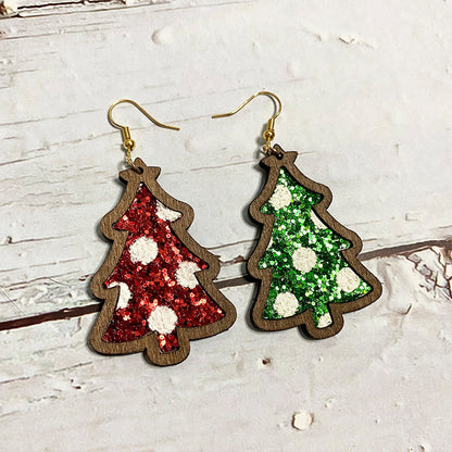 1 Pair Original Design Christmas Tree Wood Drop Earrings