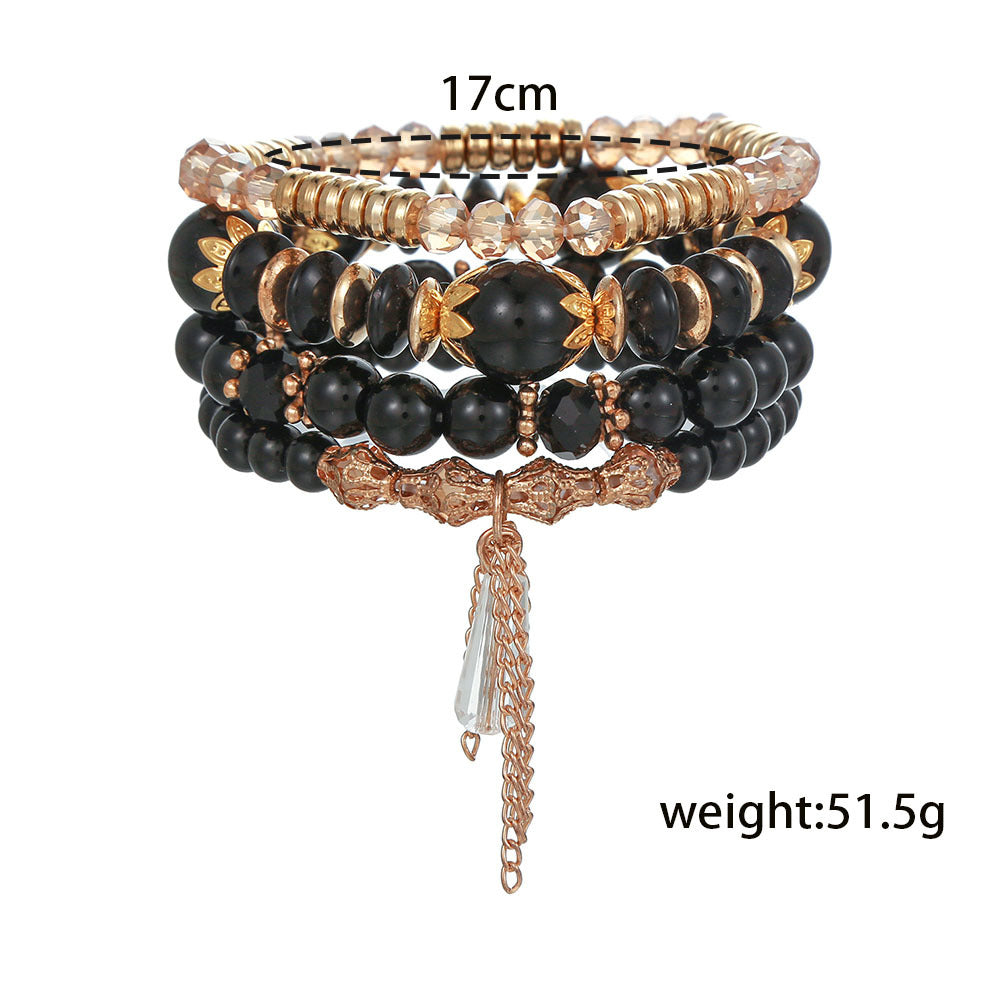 Simple Style Round Plastic Resin Beaded Women's Bracelets