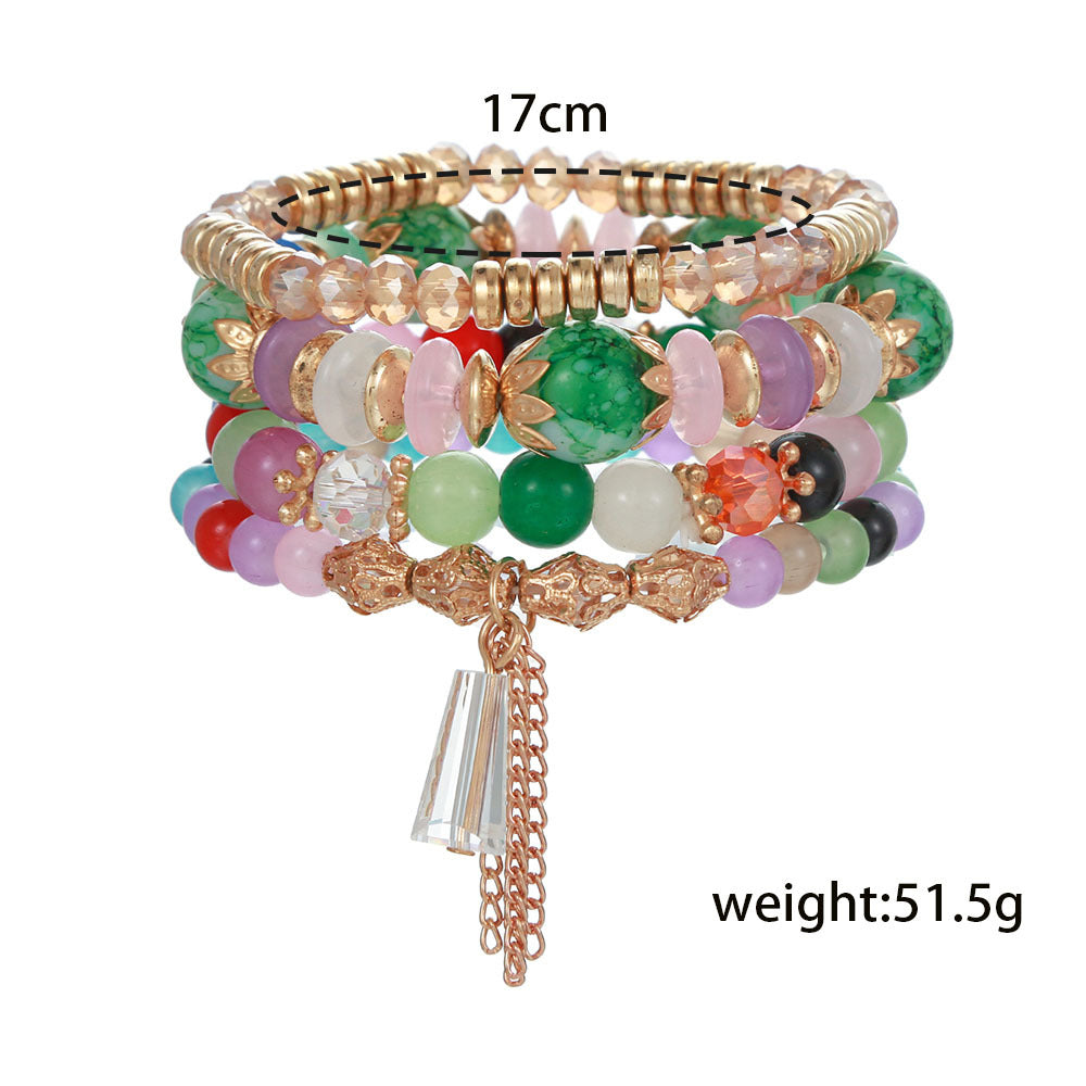 Simple Style Round Plastic Resin Beaded Women's Bracelets