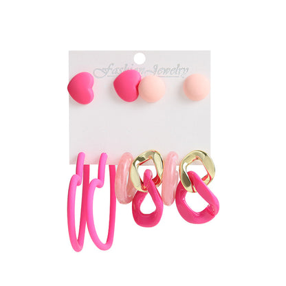 1 Set Sweet Heart Shape Plating Resin Drop Earrings Ear Studs