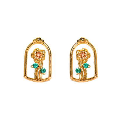 1 Pair Princess Cute Modern Style Cartoon Character Inlay Copper Zircon Ear Studs