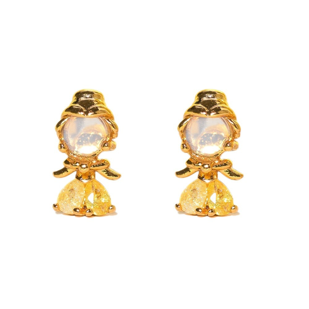 1 Pair Princess Cute Modern Style Cartoon Character Inlay Copper Zircon Ear Studs