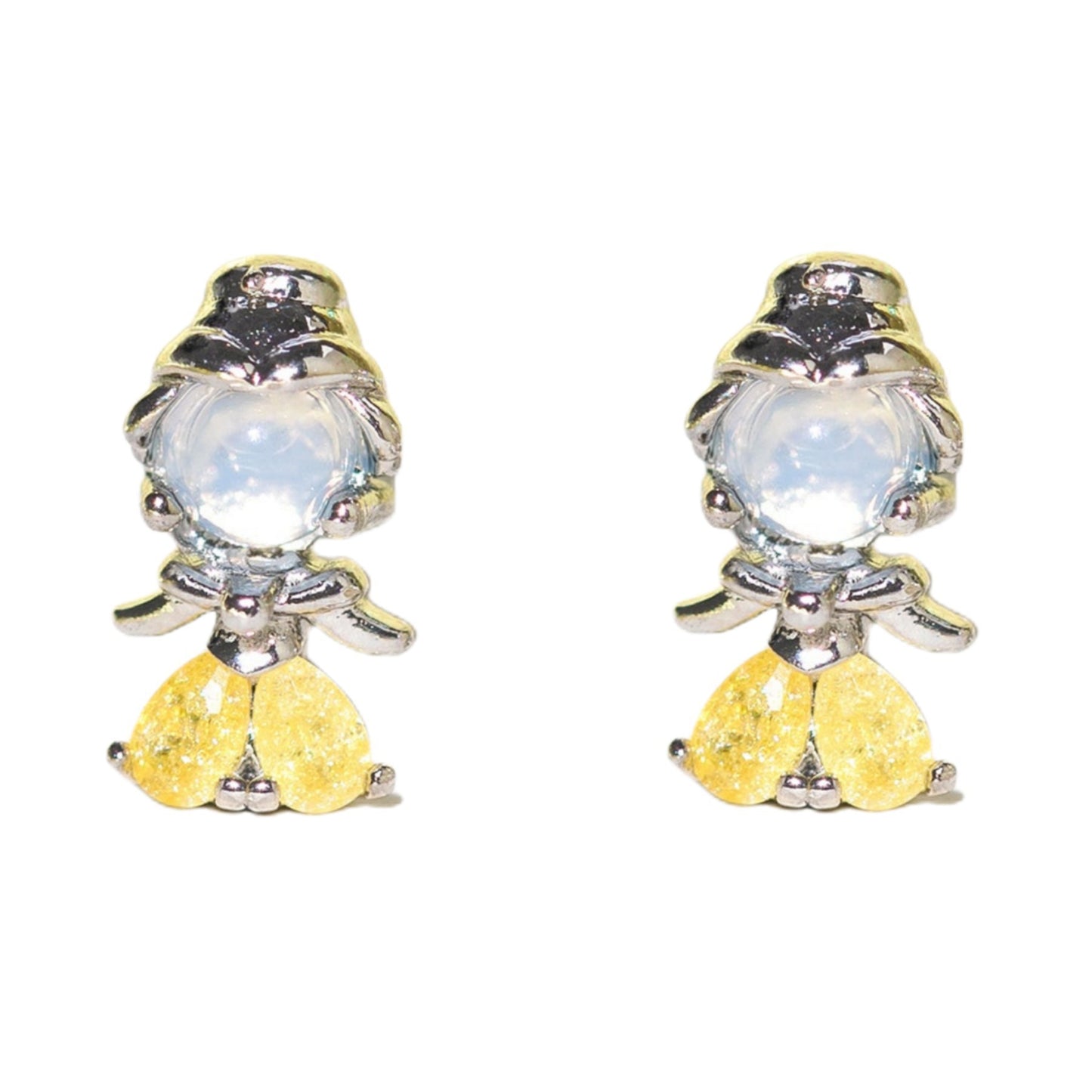 1 Pair Princess Cute Modern Style Cartoon Character Inlay Copper Zircon Ear Studs