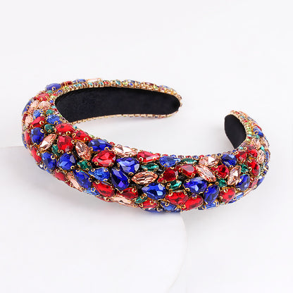 Women'S Retro Lady Water Droplets Cloth Inlay Rhinestones Hair Band