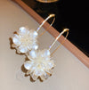 1 Pair Elegant Retro Lady Geometric Flower Inlay Imitation Pearl Zircon Drop Earrings