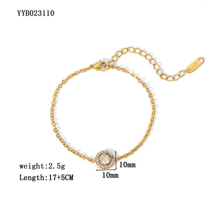 Elegant Lady Flower Butterfly Fish Stainless Steel Plating Chain Inlay Rhinestones 18k Gold Plated Bracelets