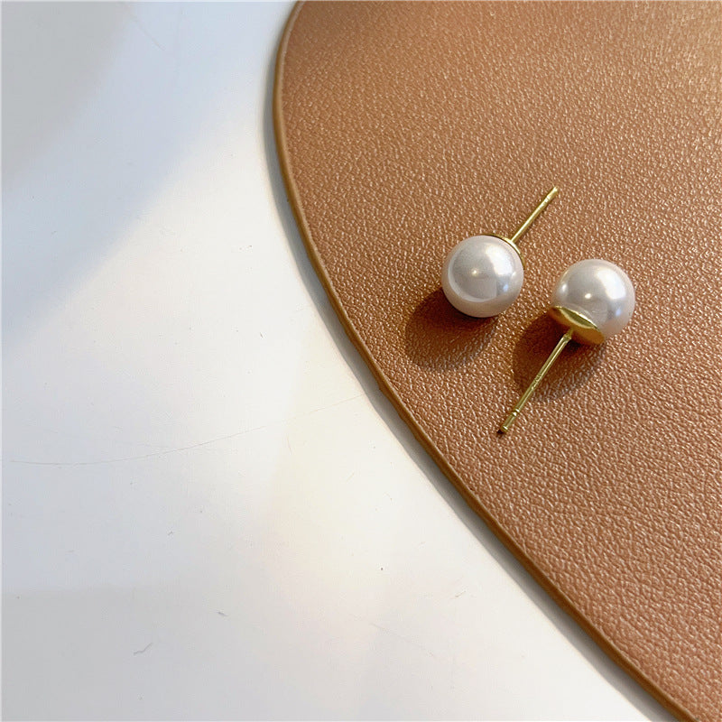 1 Pair Elegant Lady Geometric Plating Imitation Pearl Ear Studs