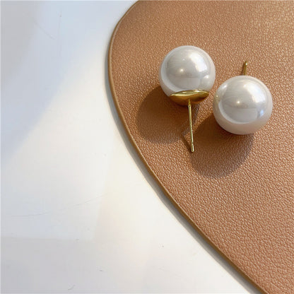 1 Pair Elegant Lady Geometric Plating Imitation Pearl Ear Studs