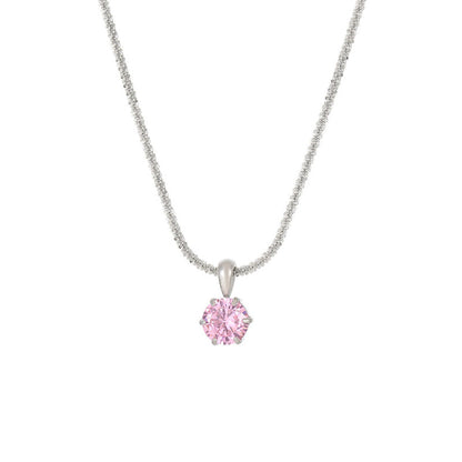 Classic Style Solid Color Stainless Steel Zircon Pendant Necklace In Bulk