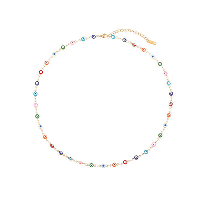 Cute Simple Style Color Block Stainless Steel Titanium Steel Beaded Plating Beads Gold Plated Necklace