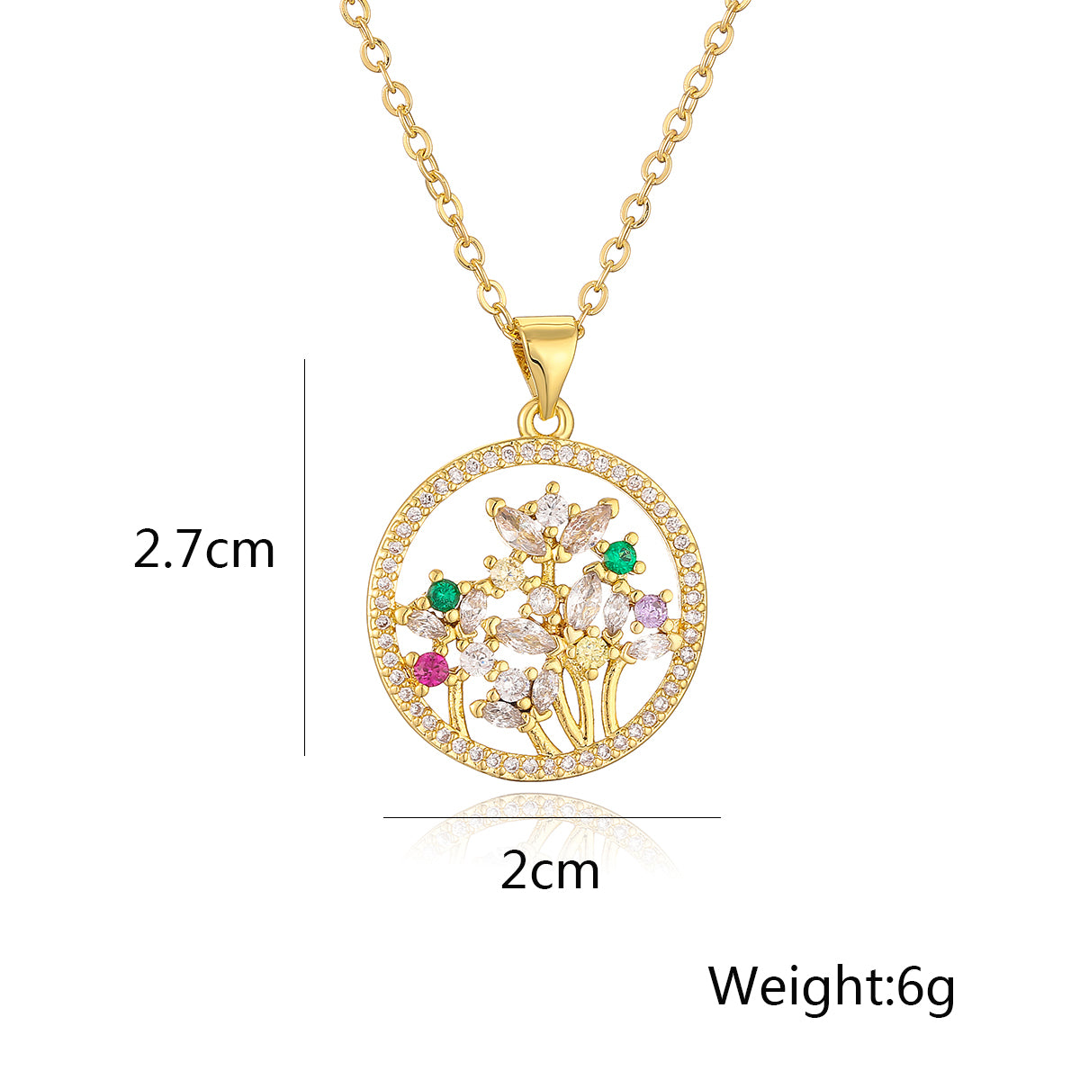 Simple Style Commute Bc1035 Lucky Tree Copper Plating Inlay Zircon 18k Gold Plated Pendant Necklace