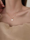 Simple Style Round Stainless Steel Inlay Zircon Solitaire Necklace