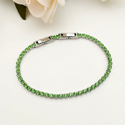 Simple Style Shiny Round Stainless Steel Inlay Zircon Tennis Bracelet