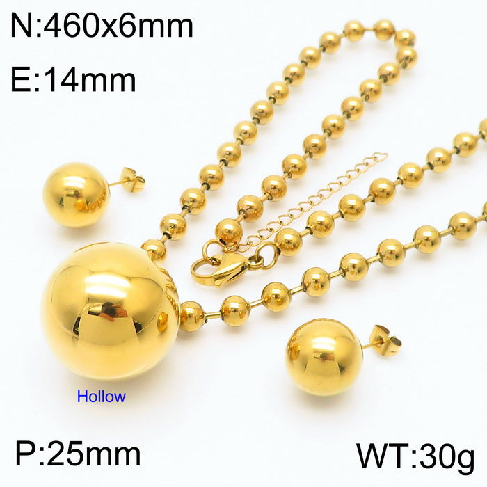 Elegant Lady Solid Color Titanium Steel Polishing Plating 18k Gold Plated Earrings Necklace