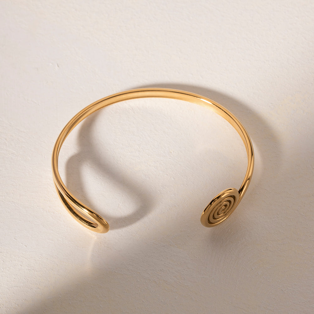 Ig Style Simple Style Round Solid Color Stainless Steel Asymmetrical Plating 18k Gold Plated Bangle