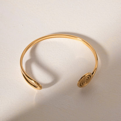 Ig Style Simple Style Round Solid Color Stainless Steel Asymmetrical Plating 18k Gold Plated Bangle