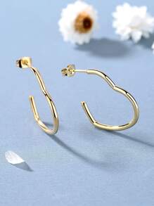 1 Pair Elegant Lady Heart Shape Plating Stainless Steel Ear Studs