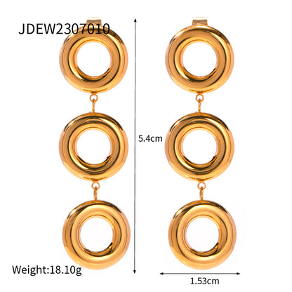 1 Pair Ig Style Simple Style Circle Plating Hollow Out Stainless Steel 18k Gold Plated Drop Earrings