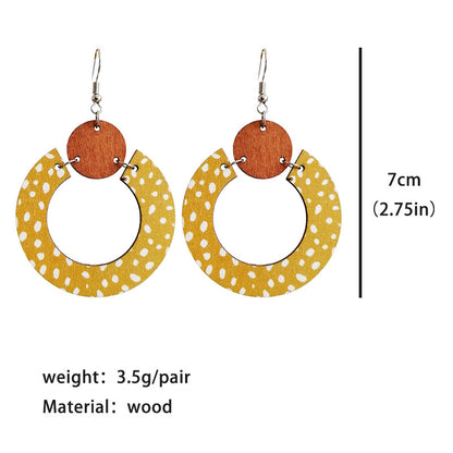 1 Pair Simple Style Streetwear Polka Dots Wood Drop Earrings