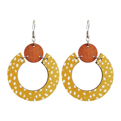 1 Pair Simple Style Streetwear Polka Dots Wood Drop Earrings