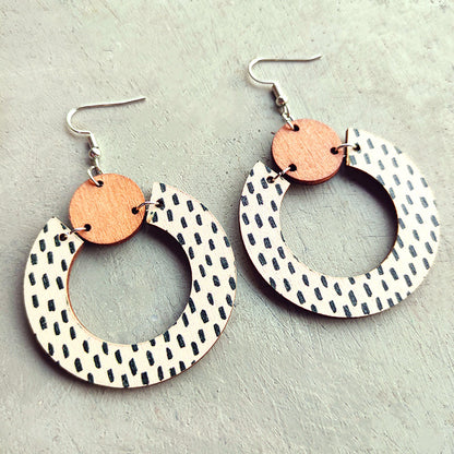 1 Pair Simple Style Streetwear Polka Dots Wood Drop Earrings