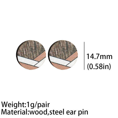 Wholesale Jewelry Simple Style Hexagon Round Wood Ear Studs