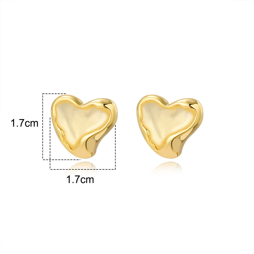 1 Pair Sweet Irregular Heart Shape Plating Brass Ear Studs