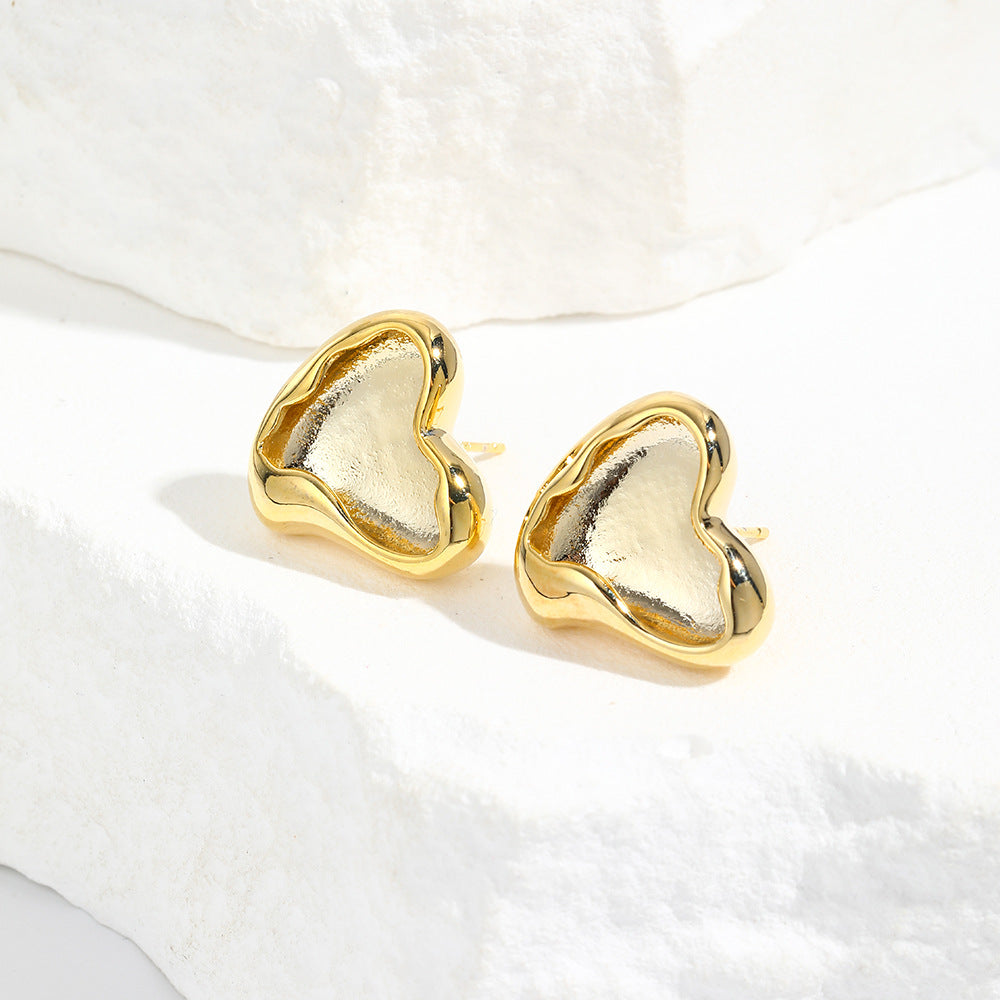 1 Pair Sweet Irregular Heart Shape Plating Brass Ear Studs