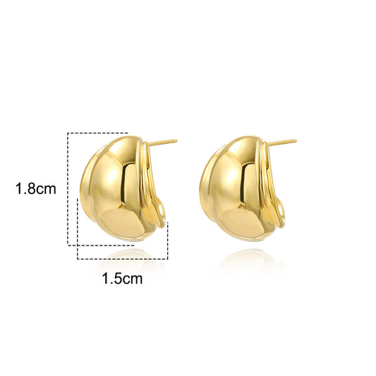 1 Pair Simple Style C Shape Solid Color Plating Brass Ear Studs