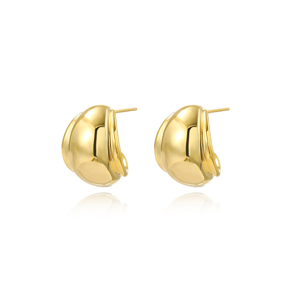 1 Pair Simple Style C Shape Solid Color Plating Brass Ear Studs