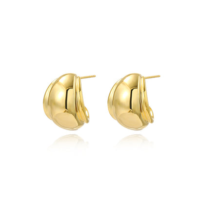 1 Pair Simple Style C Shape Solid Color Plating Brass Ear Studs