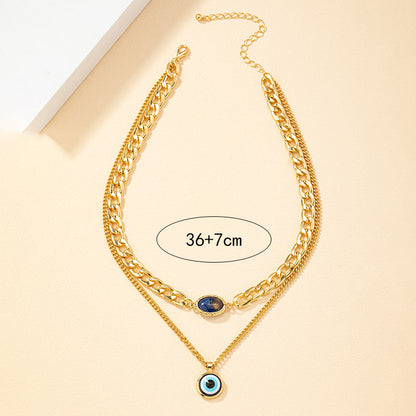 Retro Eye Alloy Plating Inlay Resin 14k Gold Plated Women's Pendant Necklace