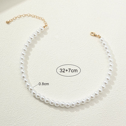 Nordic Style Solid Color Imitation Pearl Alloy Women's Necklace