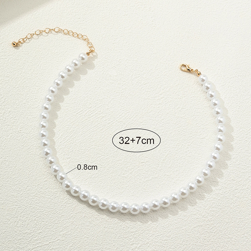 Nordic Style Solid Color Imitation Pearl Alloy Women's Necklace