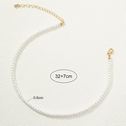 Nordic Style Solid Color Imitation Pearl Alloy Women's Necklace