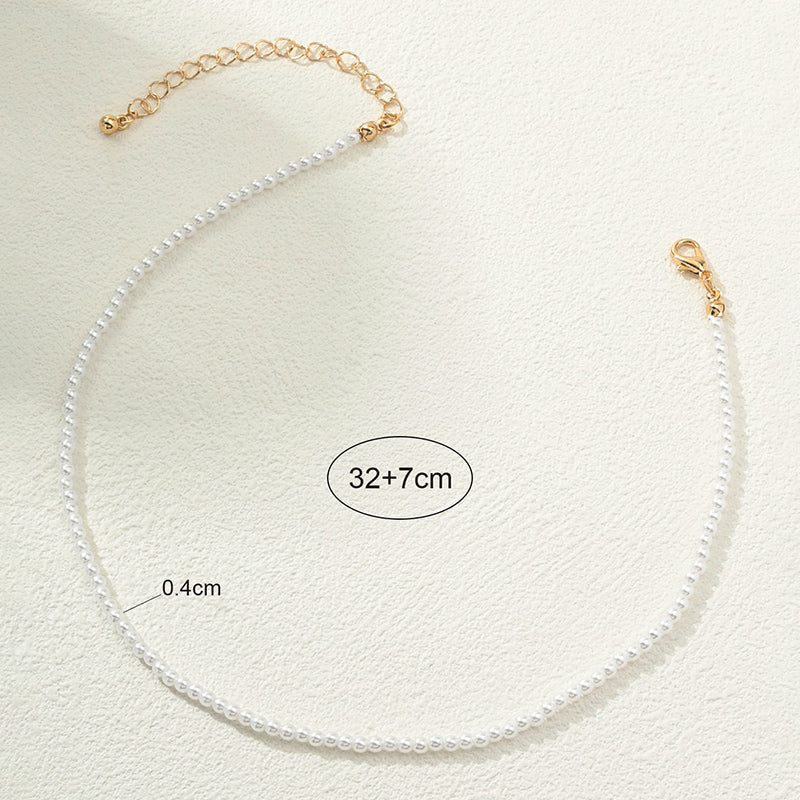 Nordic Style Solid Color Imitation Pearl Alloy Women's Necklace