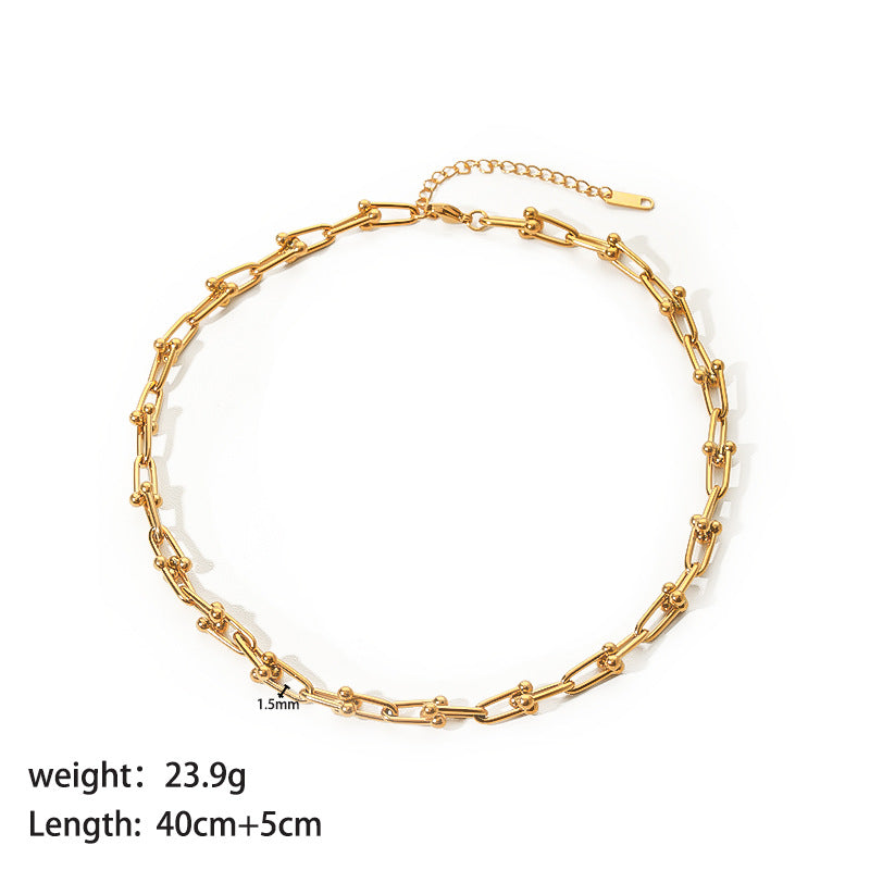 Wholesale British Style Solid Color Stainless Steel Plating 18k Gold Plated Bracelets Necklace