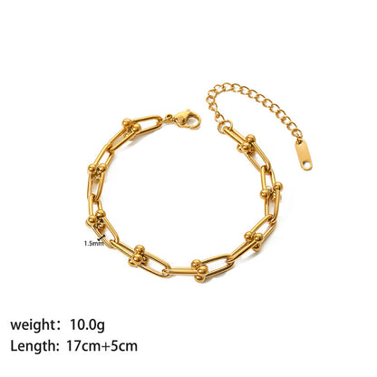 Wholesale British Style Solid Color Stainless Steel Plating 18k Gold Plated Bracelets Necklace