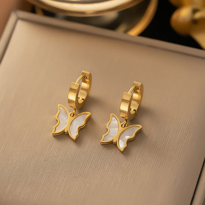 1 Pair Simple Style Butterfly Plating Titanium Steel 18k Gold Plated Earrings