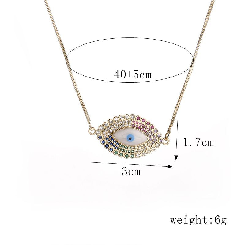 Ig Style Simple Style Cross Devil's Eye Heart Shape Copper Plating Inlay Shell Zircon Gold Plated Pendant Necklace