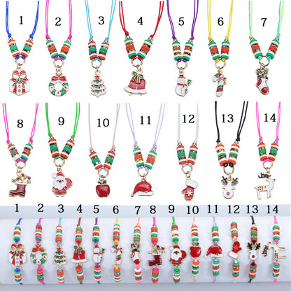 Modern Style Santa Claus Alloy Enamel Women's Bracelets Necklace