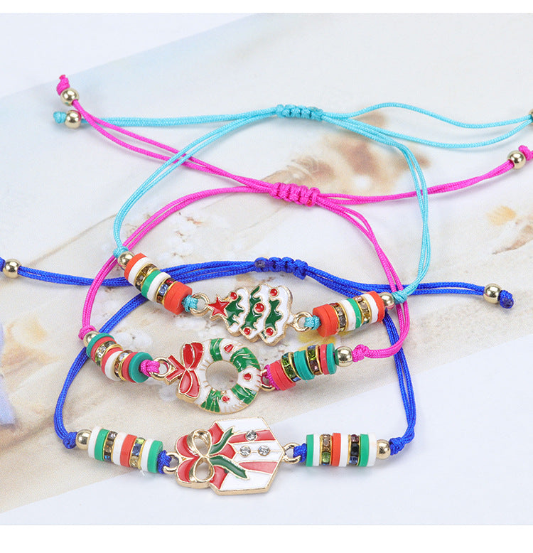 Modern Style Santa Claus Alloy Enamel Women's Bracelets Necklace